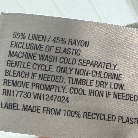 Tabitha Brown Target Puff Sleeve Dress M Linen Blend Rainbow Leaf Print Boho - Picture 8 of 9